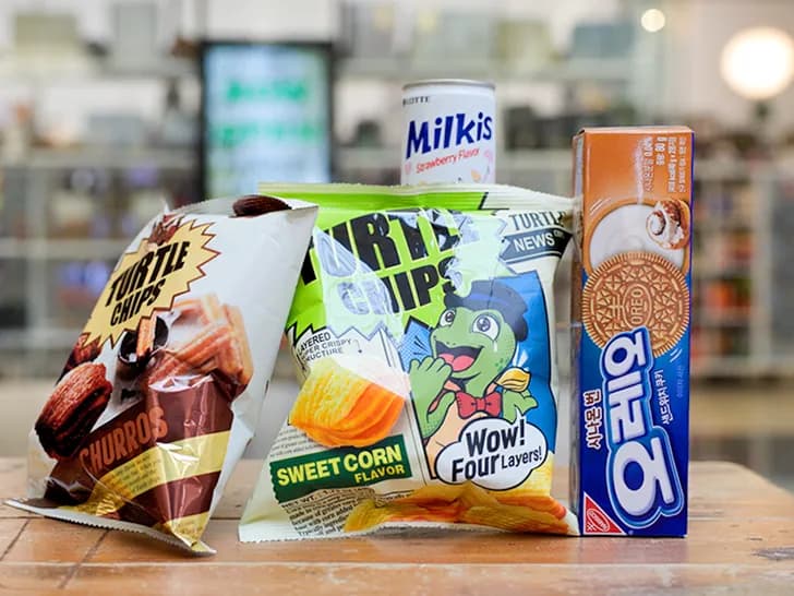 Selection of chips & sweet treats from Korea available at Passport Candies
