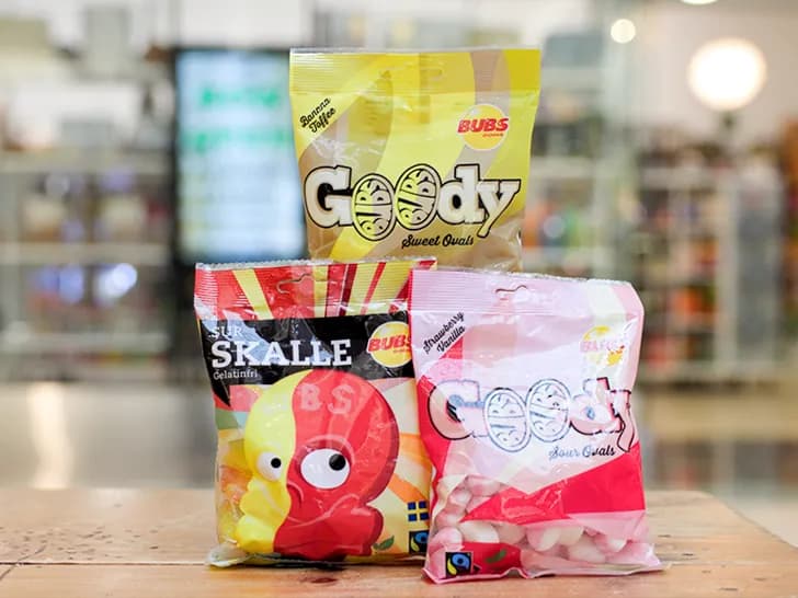 Selection of premium gummies from Sweden available at Passport Candies